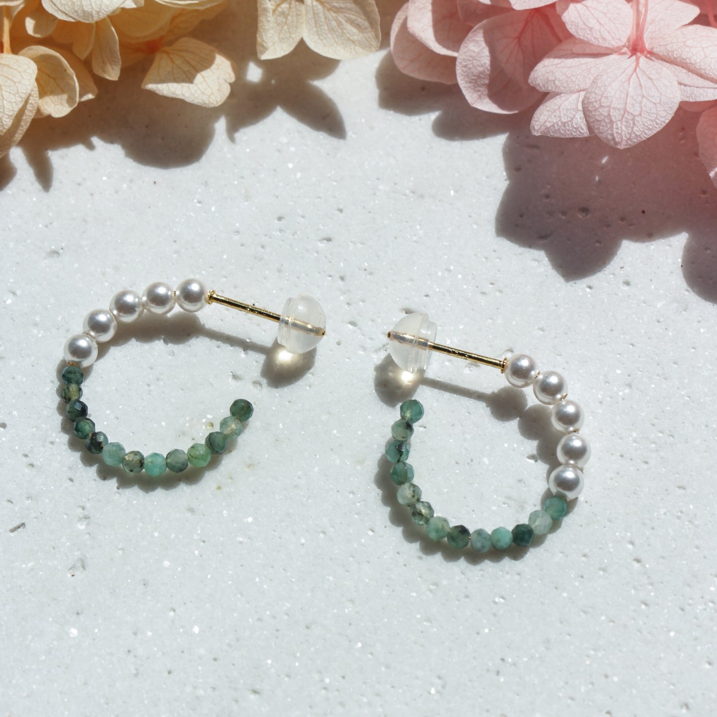 Emerald Mini Gemstone Hoops
