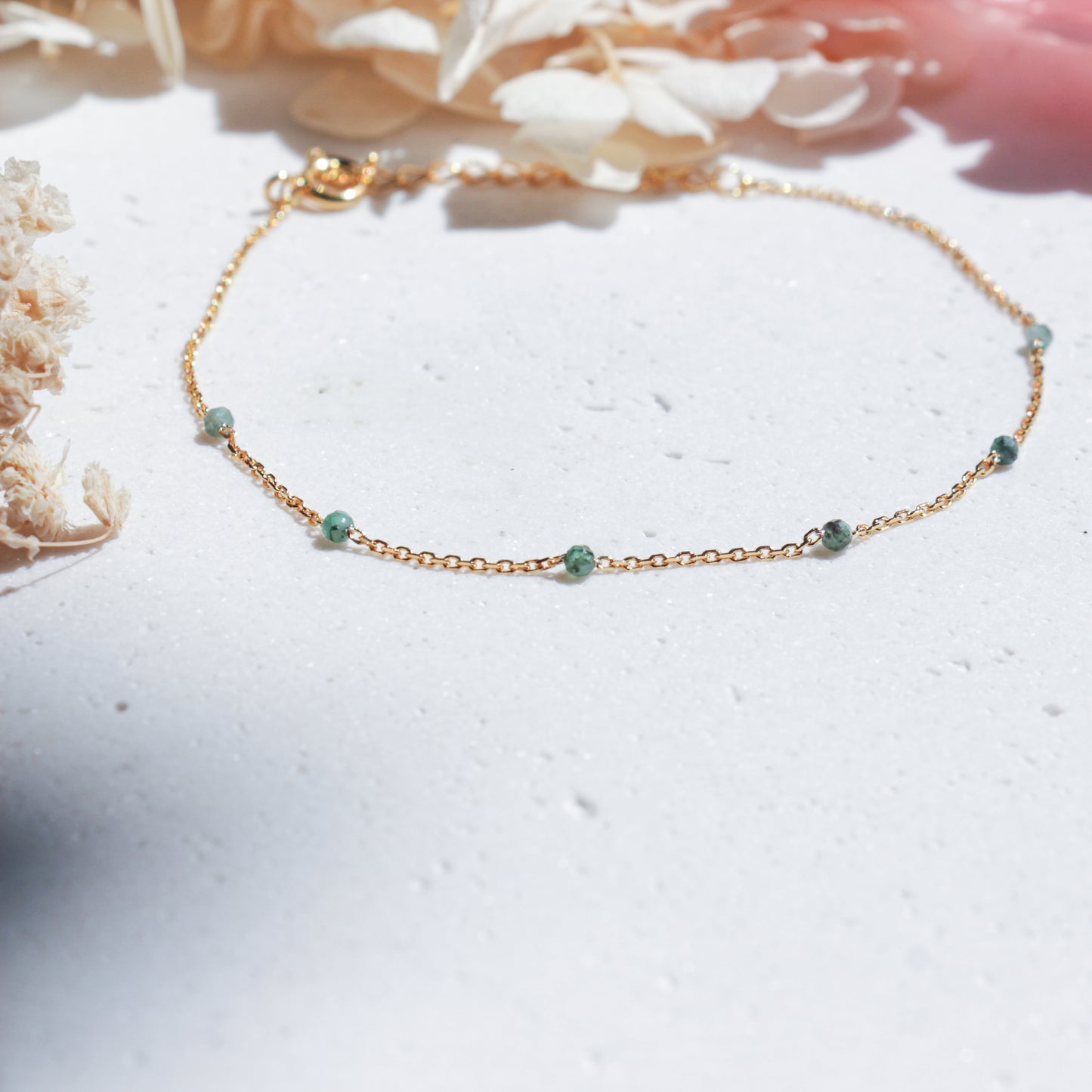 Emerald Mini Gemstone Bracelet/Anklet