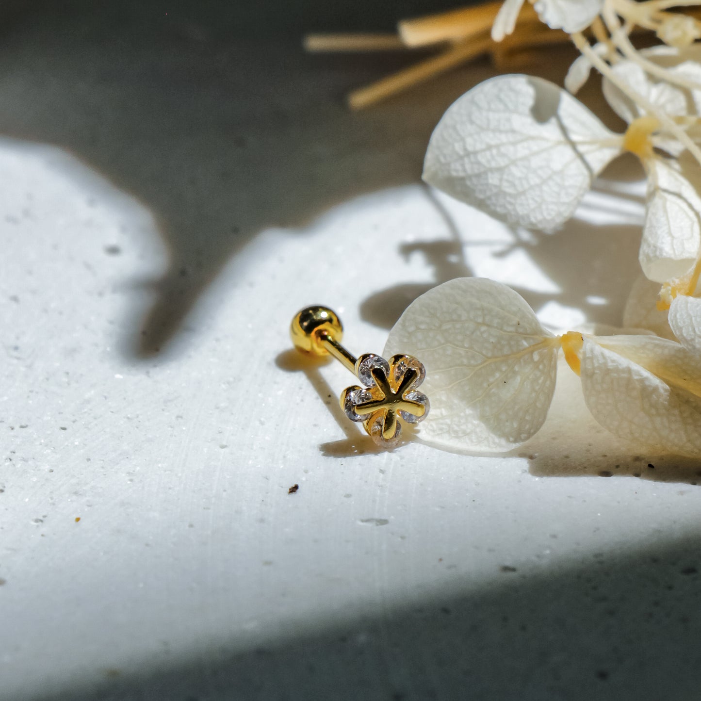 CZ Flower Piercing Stud