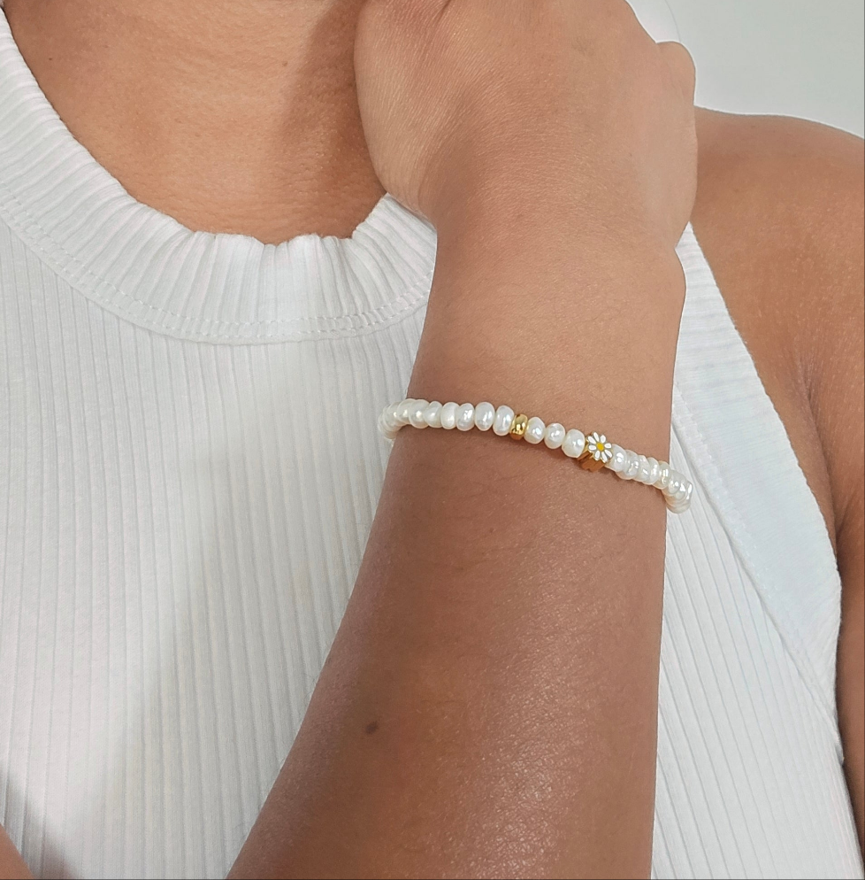 Freshwater Pearl with a Flower Charm