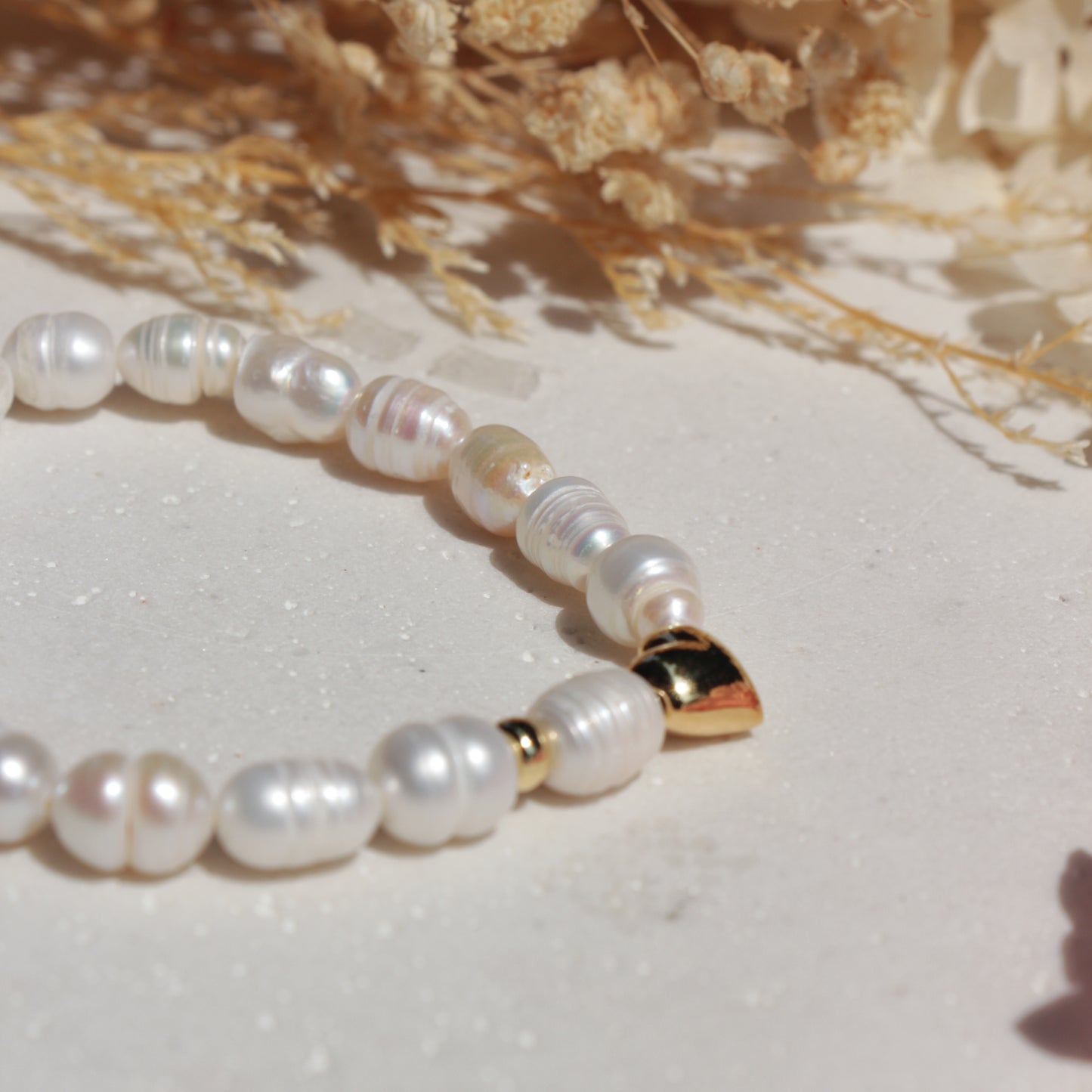 Freshwater Pearl Bracelet with Heart Charm