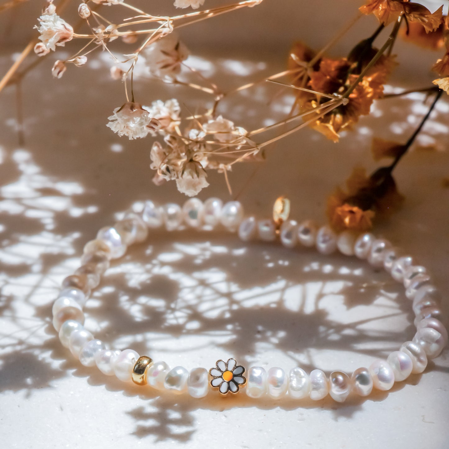 Freshwater Pearl with a Flower Charm