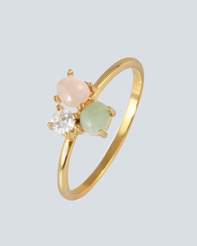 Green Aventurine Rose Quartz Ring