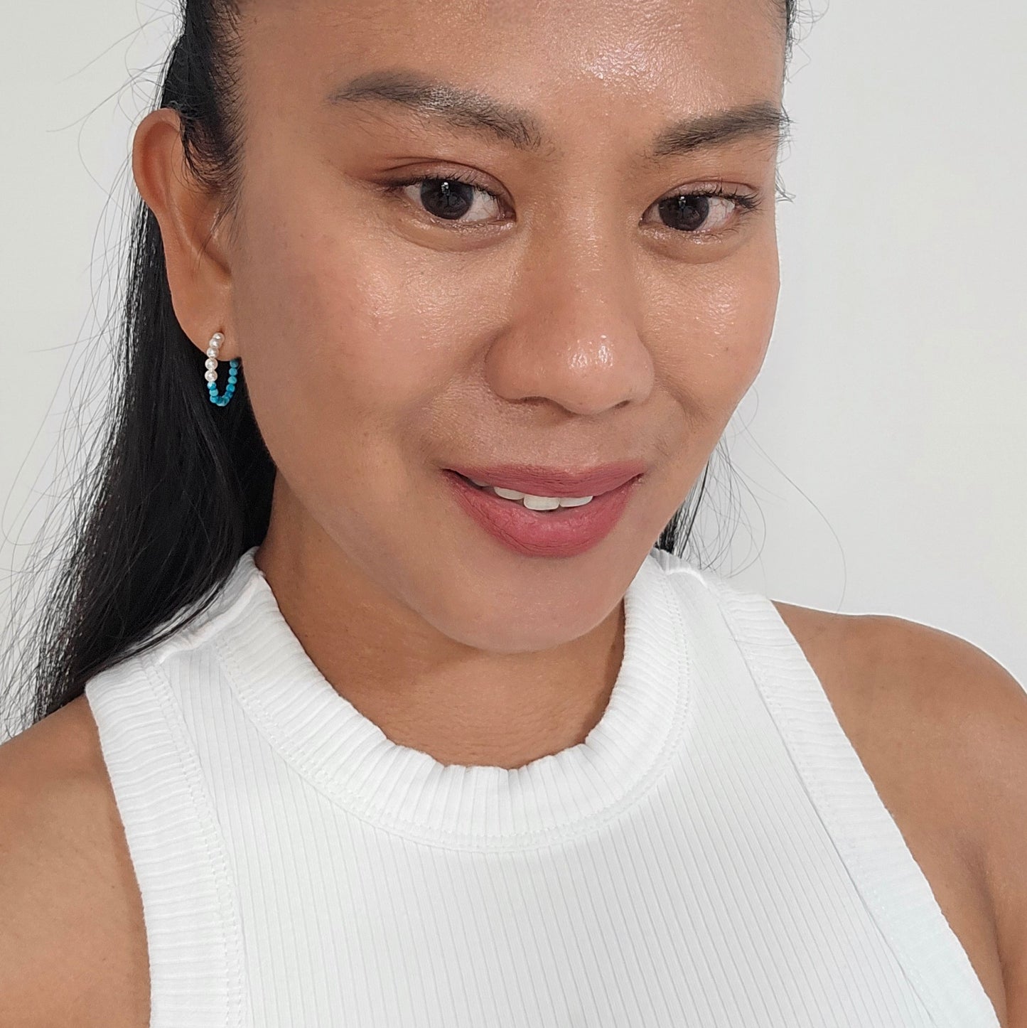 Turquoise Mini Gemstone Hoops