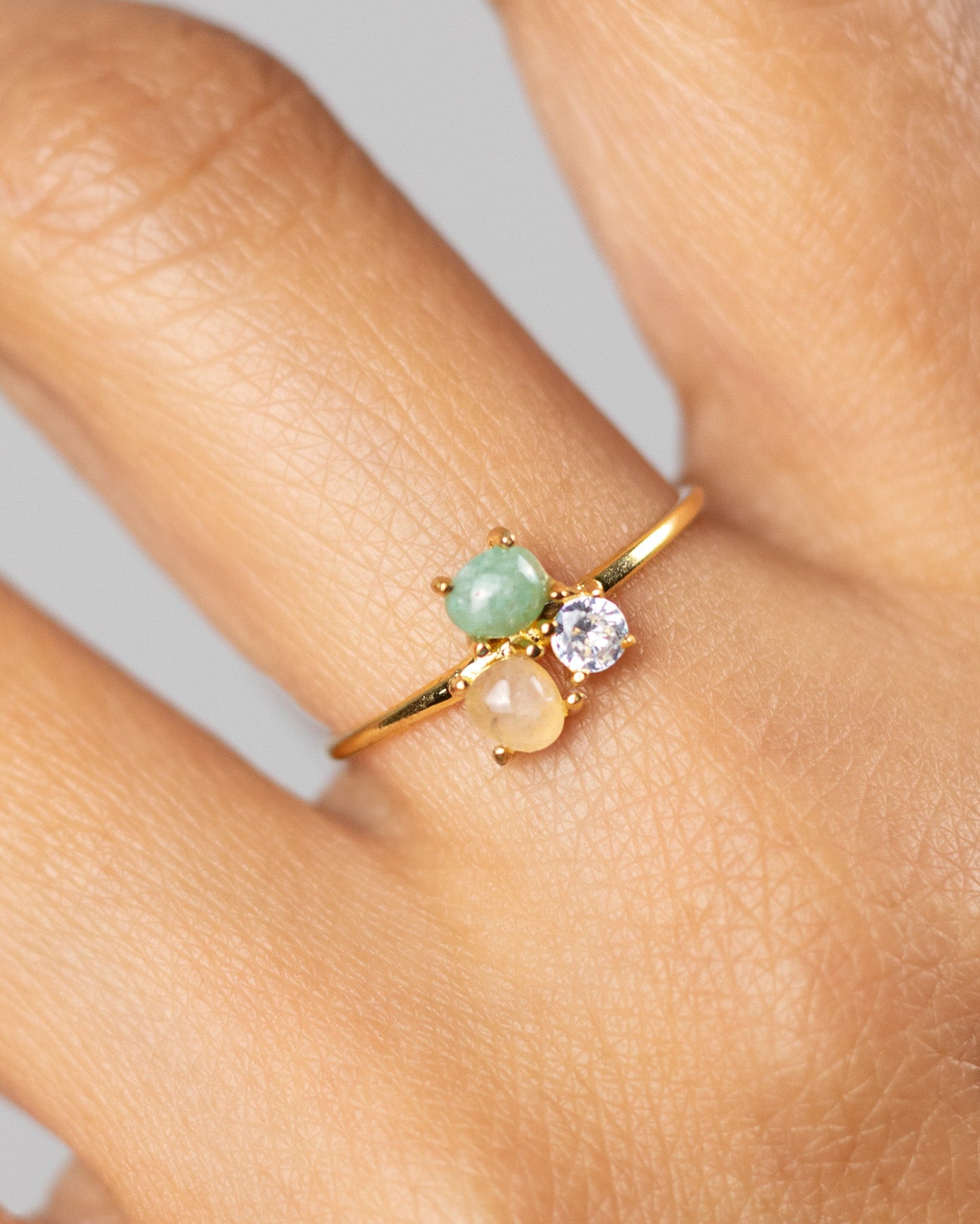 Green Aventurine Rose Quartz Ring
