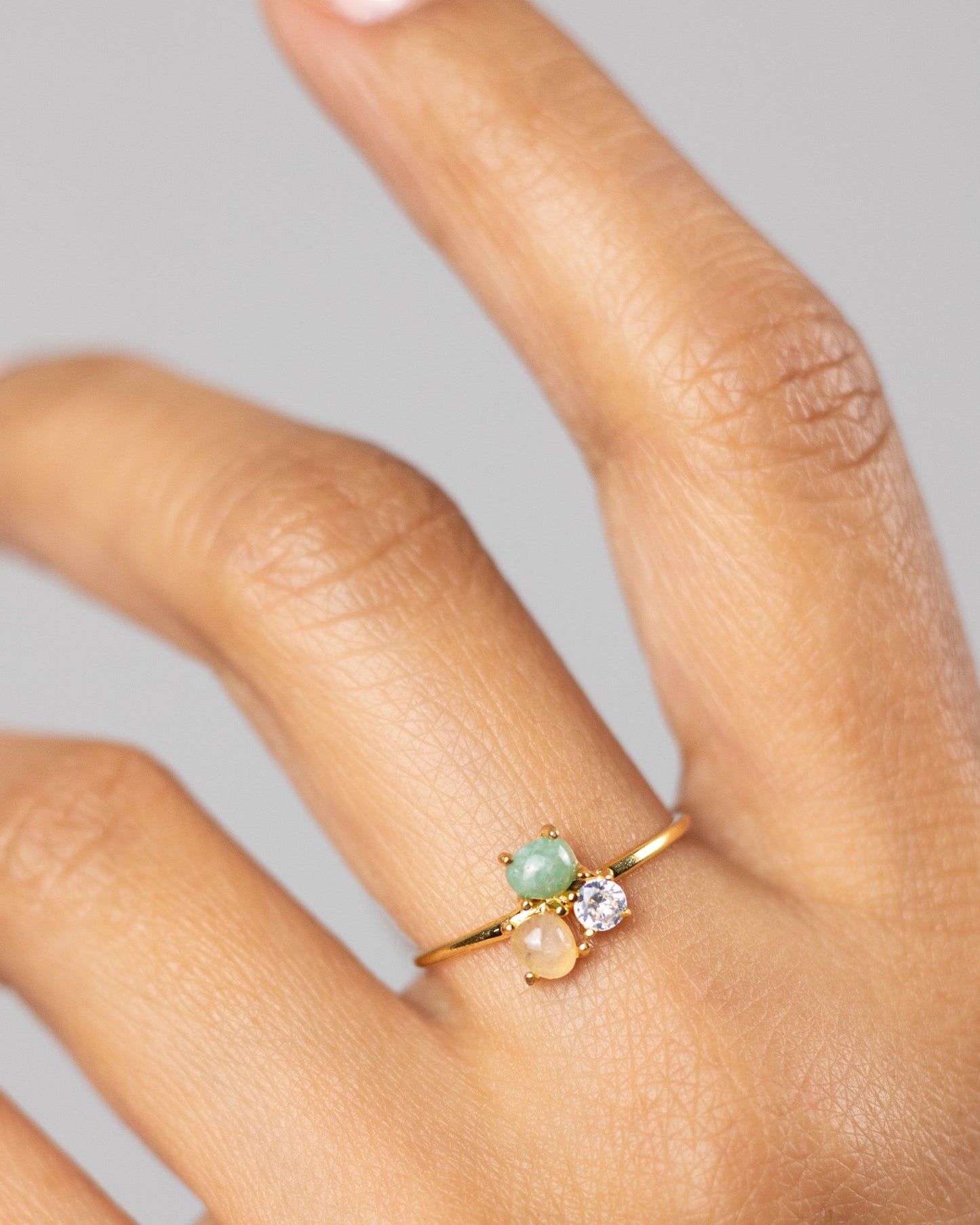 Green Aventurine Rose Quartz Ring