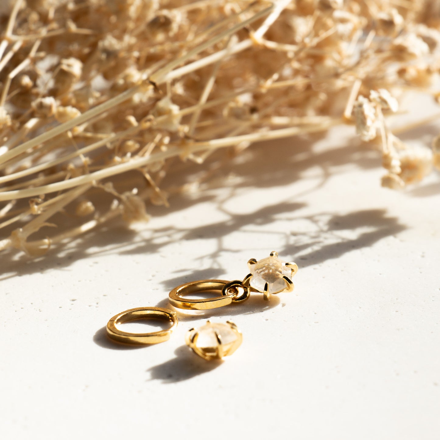 Crystal Quartz Huggie Hoops