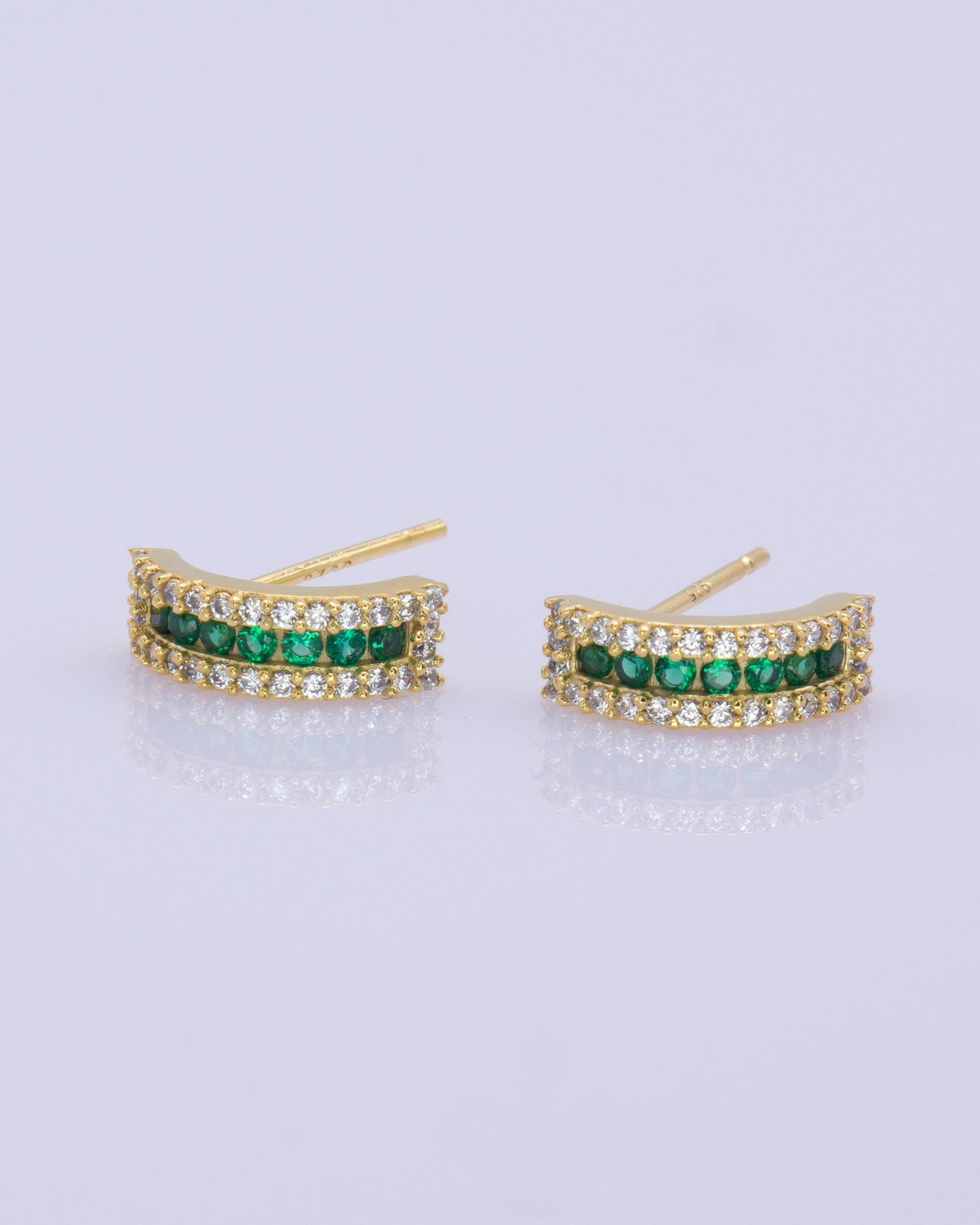 Green CZ Huggie Earrings