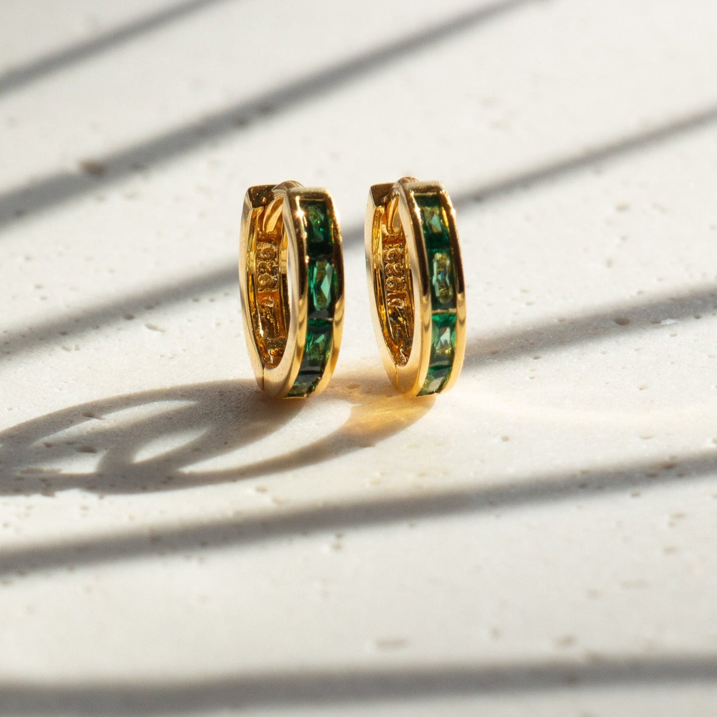 Emerald Green Huggie Hoops