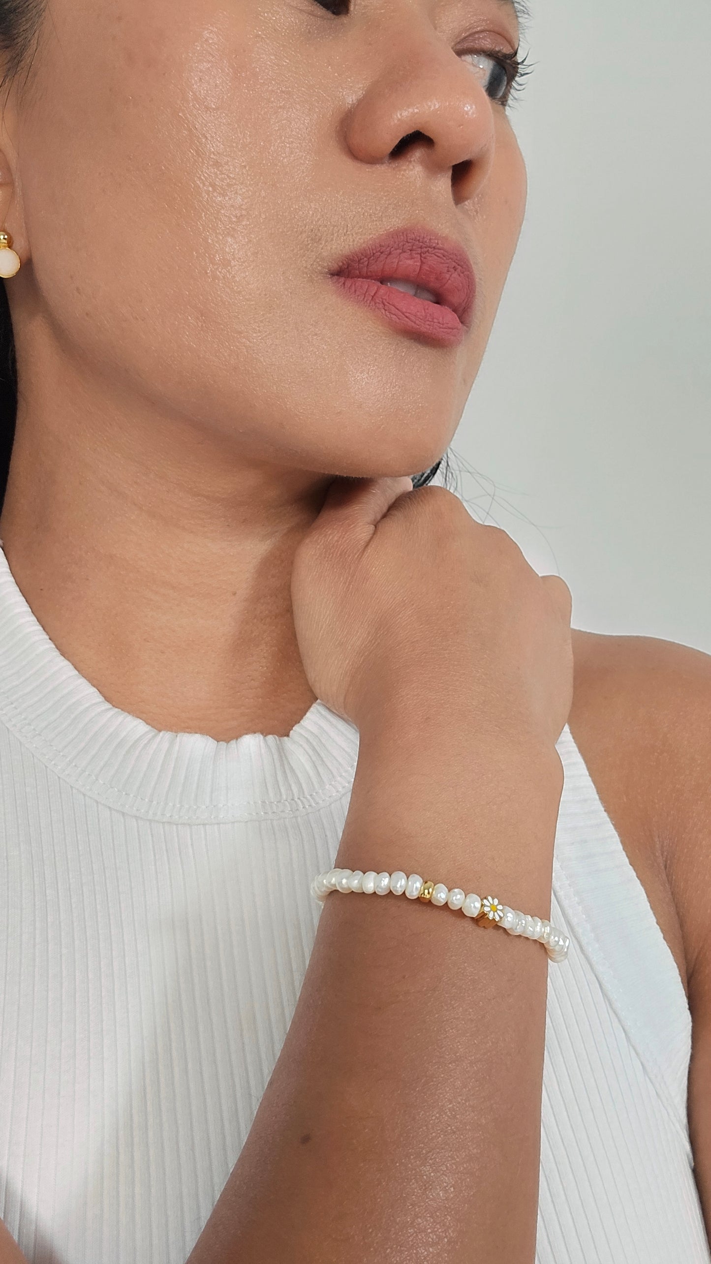 Freshwater Pearl with a Flower Charm