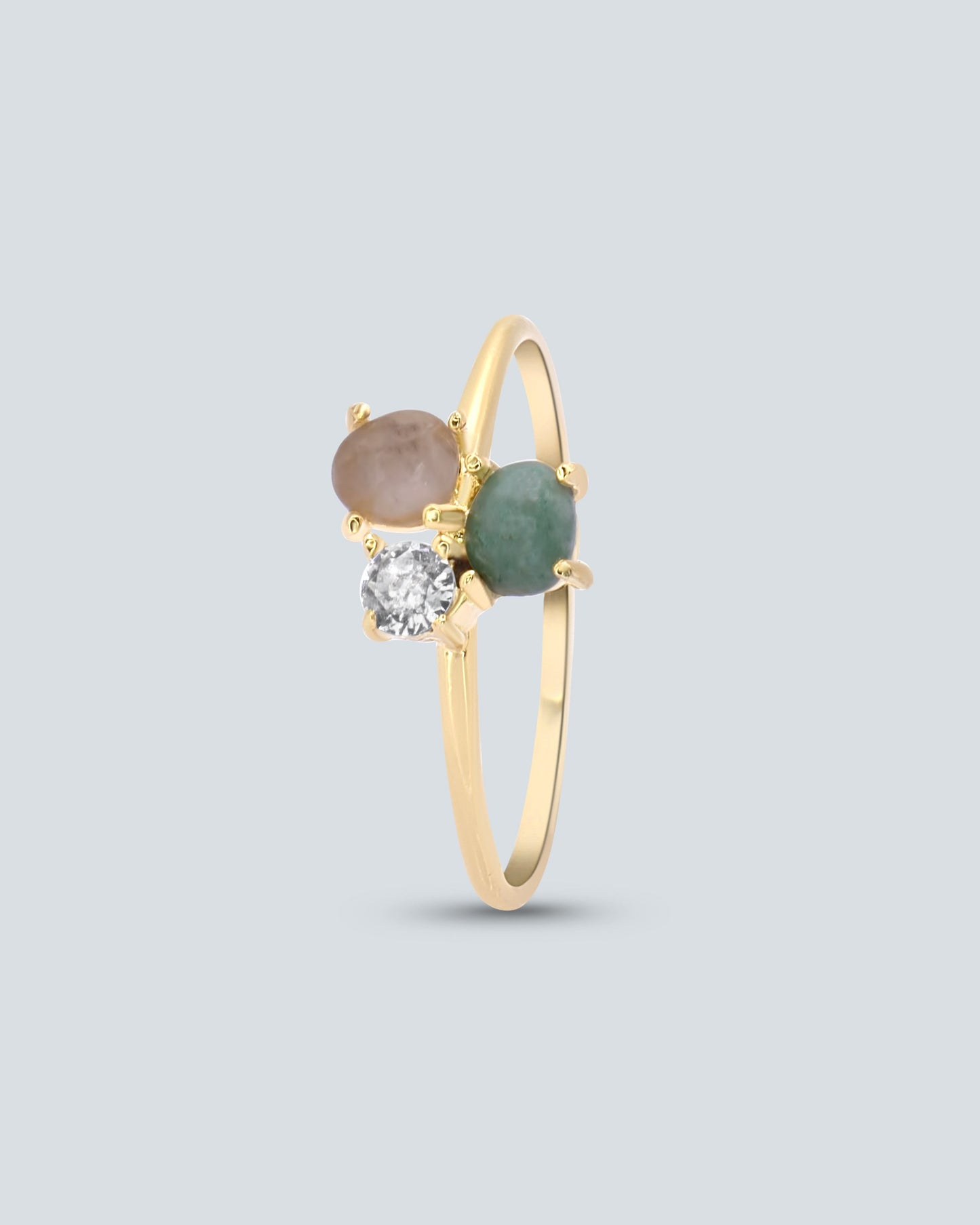 Green Aventurine Rose Quartz Ring