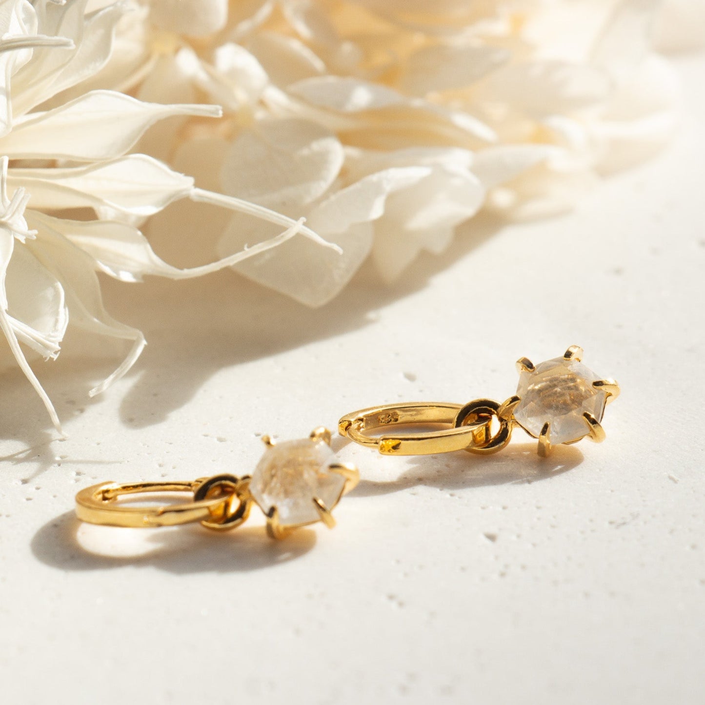 Crystal Quartz Huggie Hoops