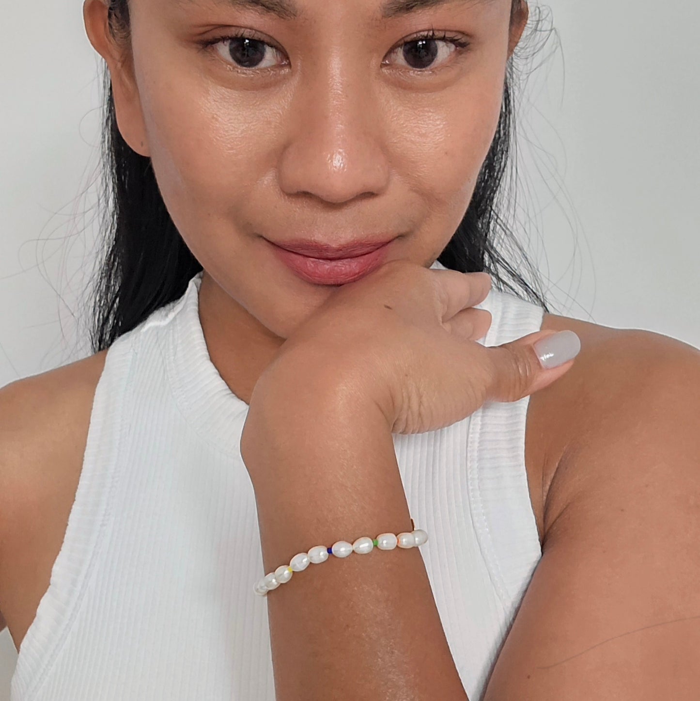 Freshwater Pearl with Multicolor Beads Bracelet