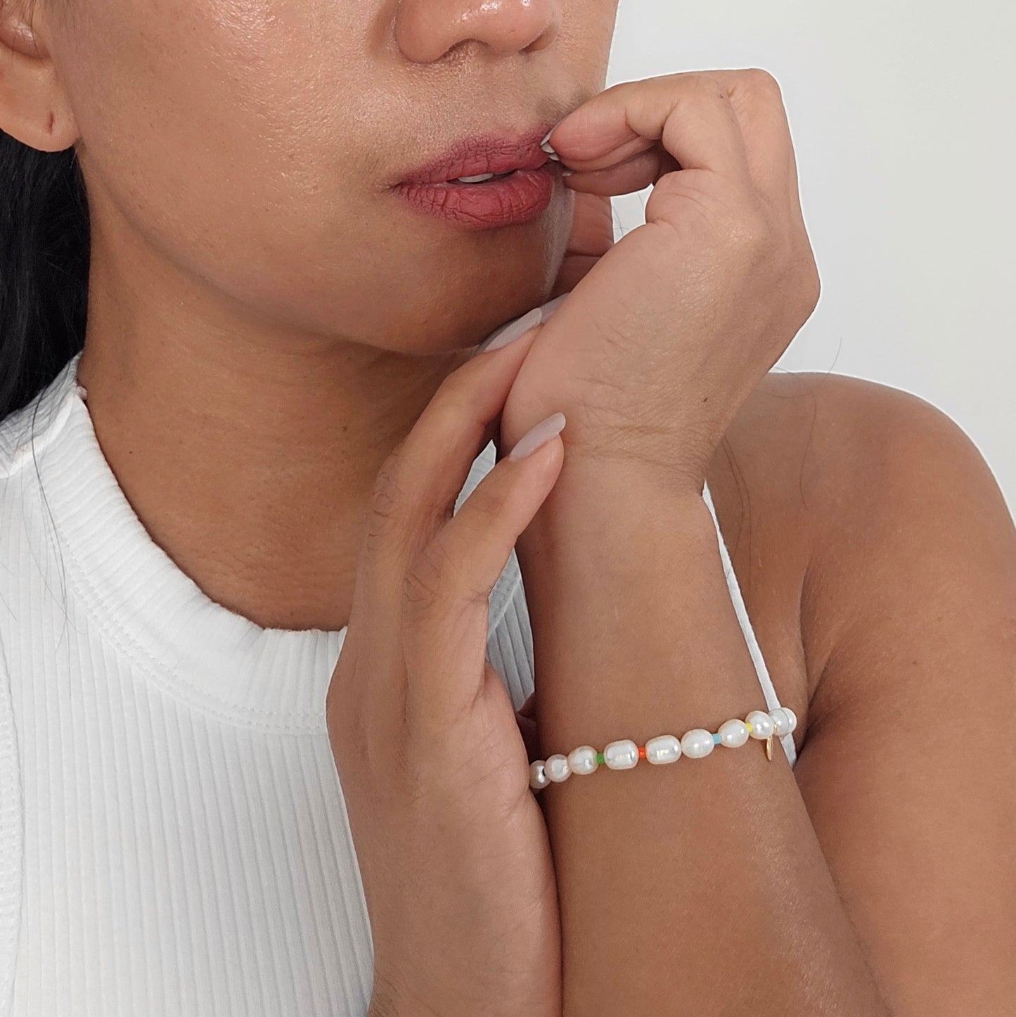 Freshwater Pearl with Multicolor Beads Bracelet