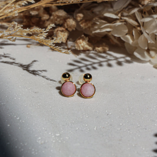 Rose Quartz Gemstone Studs