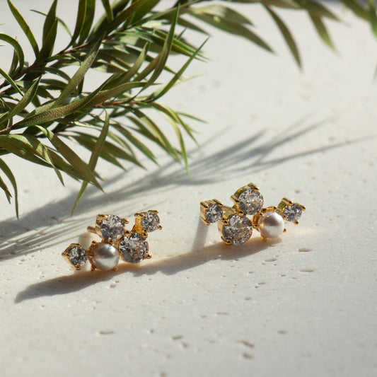Crystal Pearl CZ Studs