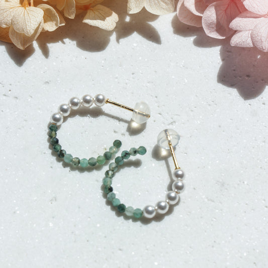 Emerald Mini Gemstone Hoops