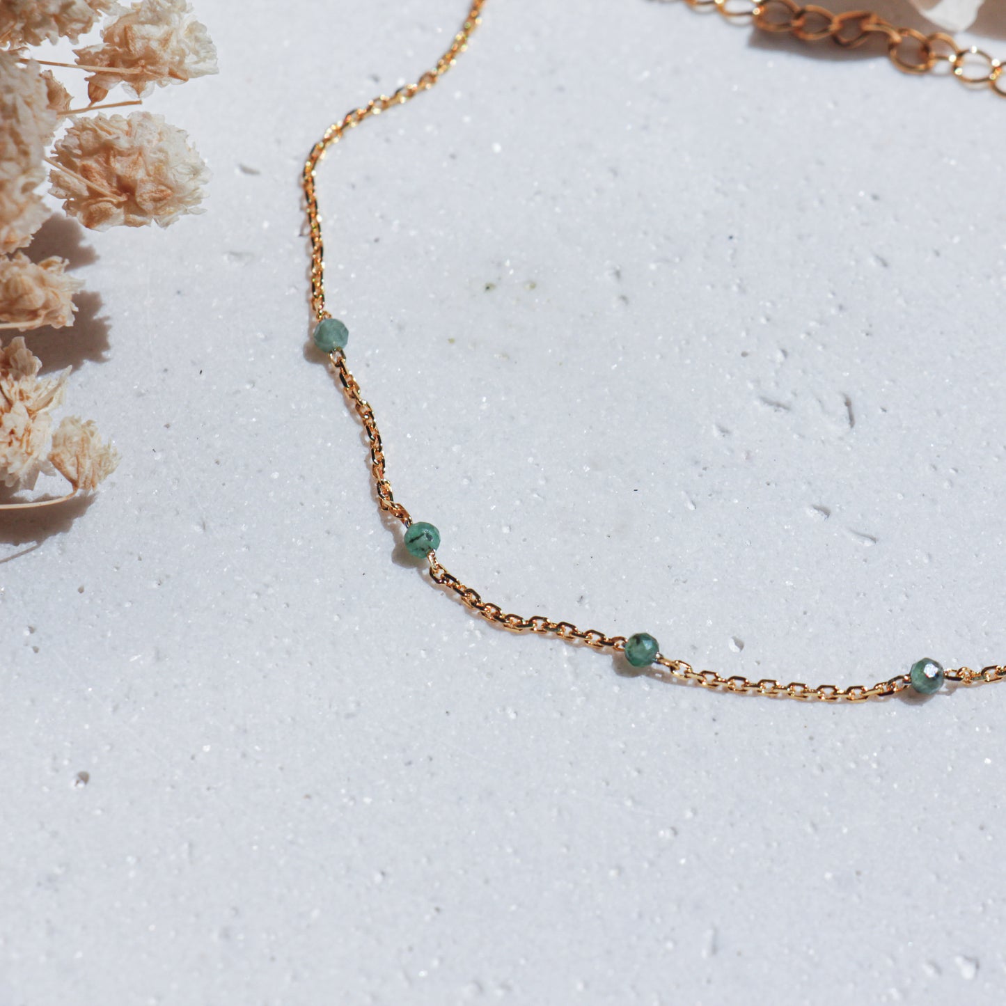 Emerald Mini Gemstone Bracelet/Anklet
