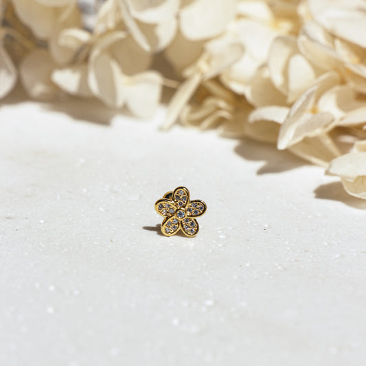 Cubic Zirconia Flower Piercing Stud
