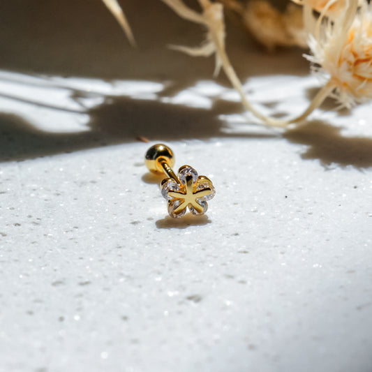 CZ Flower Piercing Stud