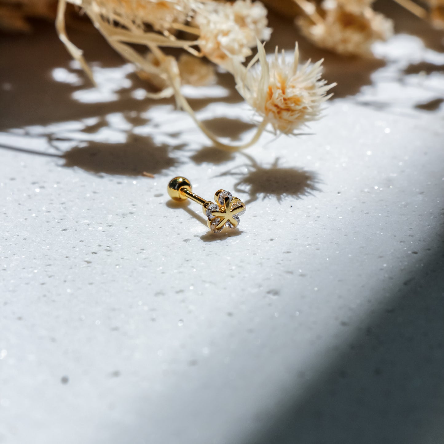CZ Flower Piercing Stud
