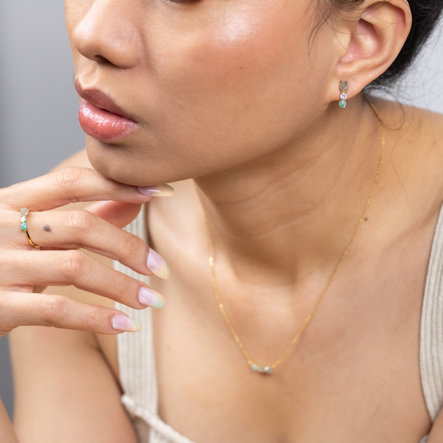 Green Aventurine Studs