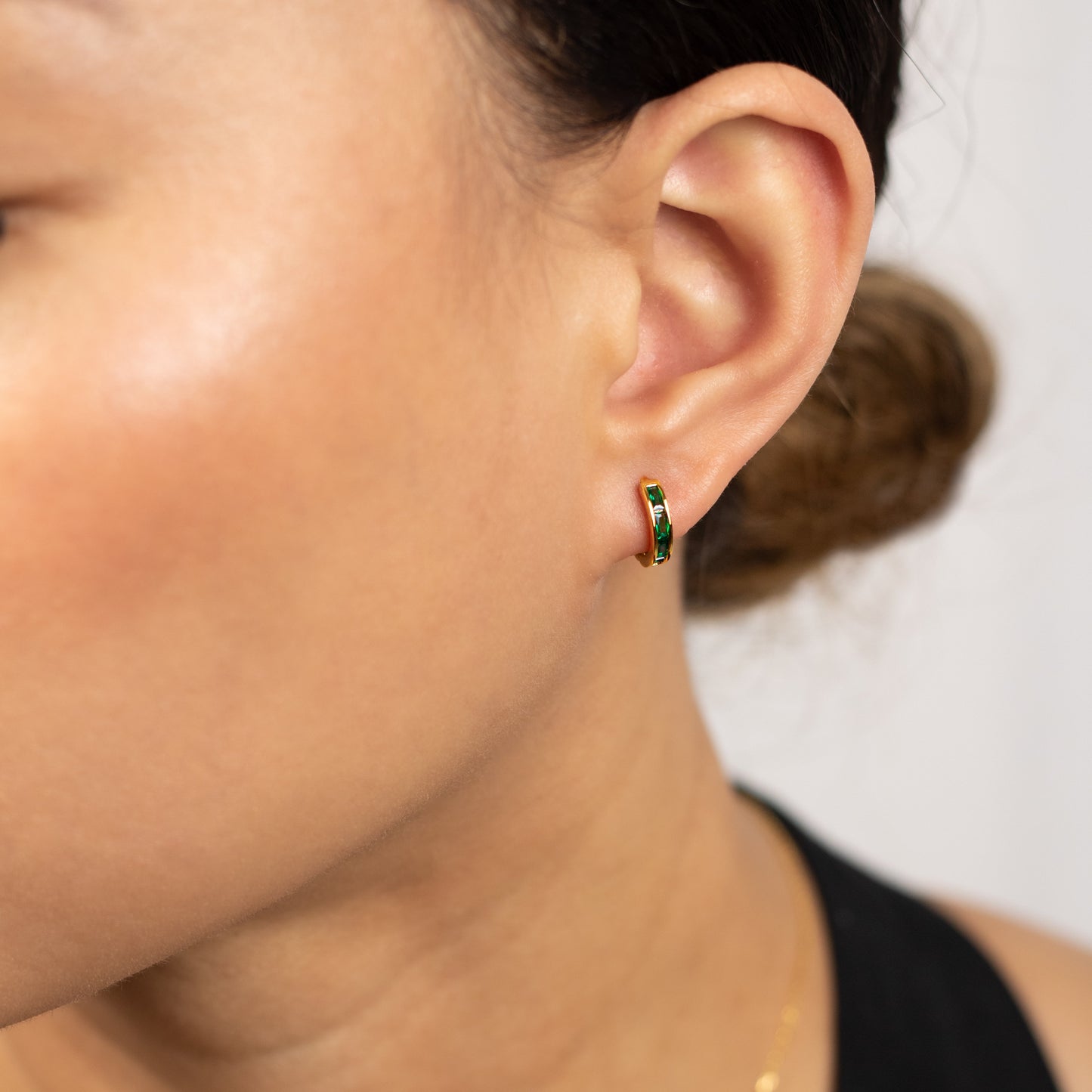 Emerald Green Huggie Hoops