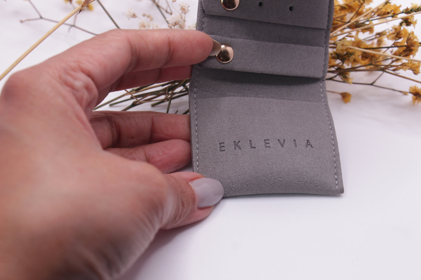 Snap pouch Microfiber Mini Travel Jewelry Pouch