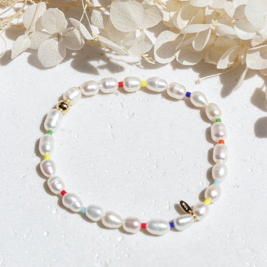 Freshwater Pearl with Multicolor Beads Bracelet