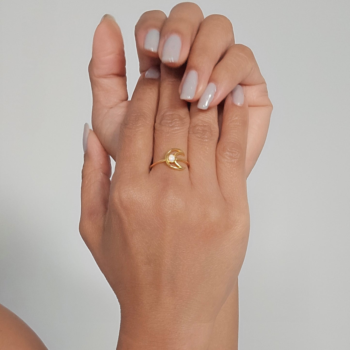 Moonstone Moon Ring