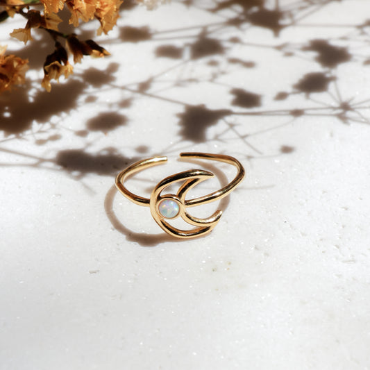 Moonstone Moon Ring