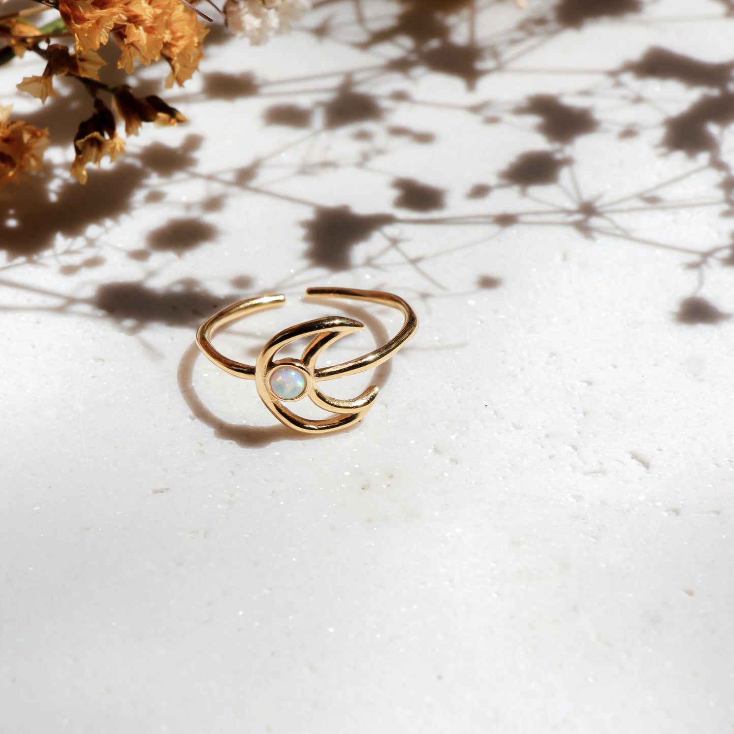 Moonstone Moon Ring