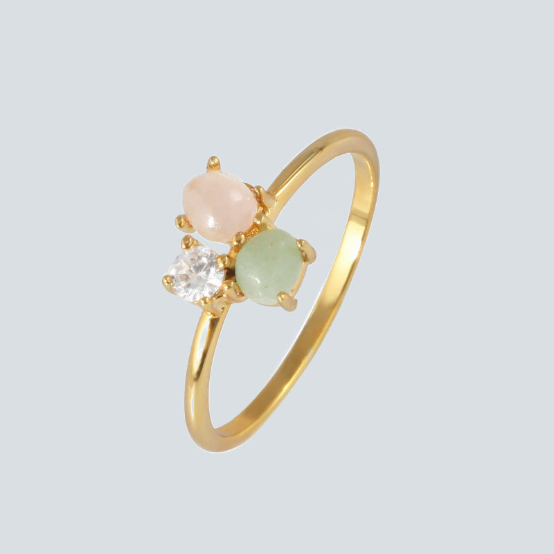 Green Aventurine Rose Quartz Ring