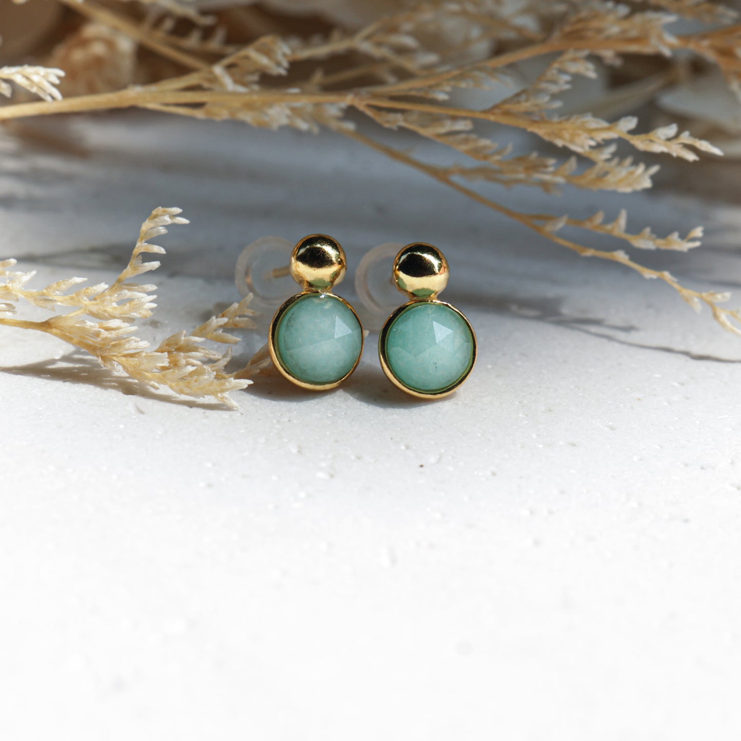 Chrysoprase Gemstone Studs