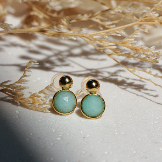 Chrysoprase Gemstone Studs