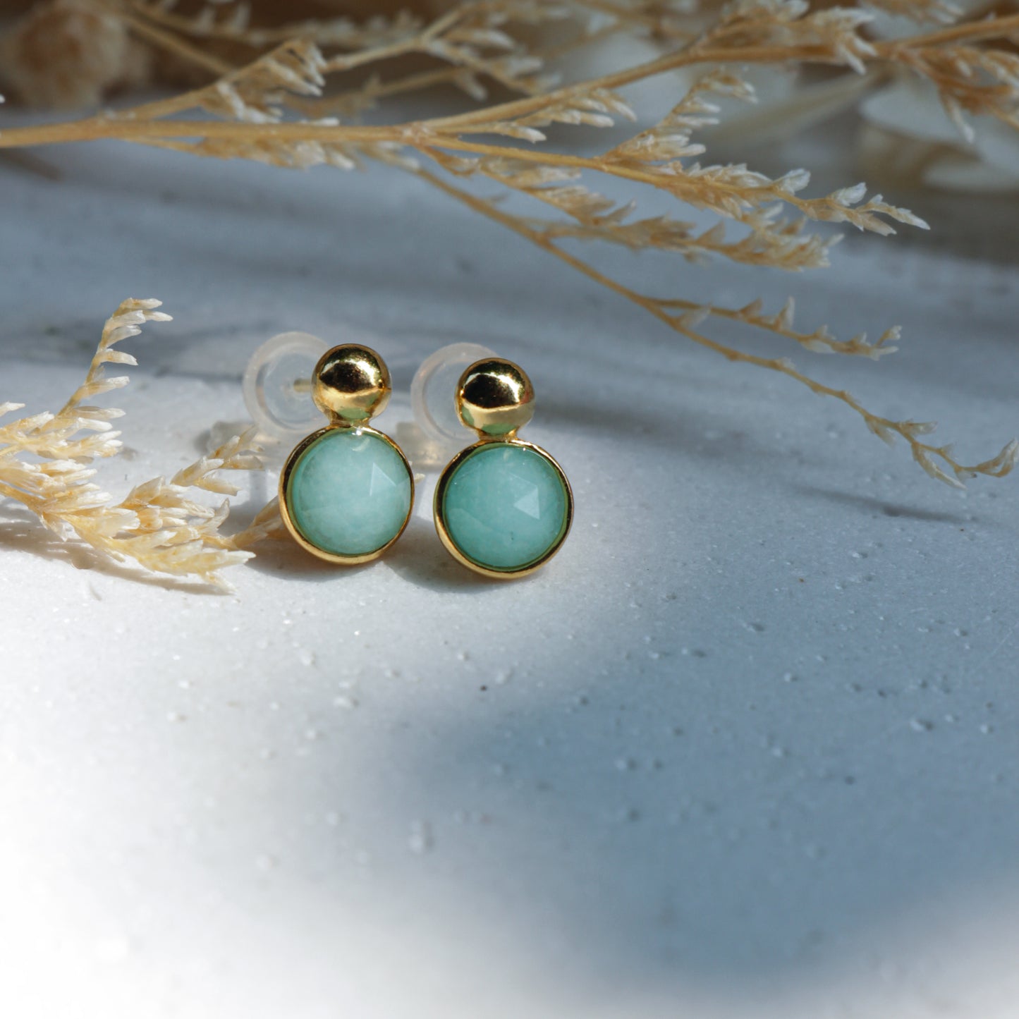 Chrysoprase Gemstone Studs