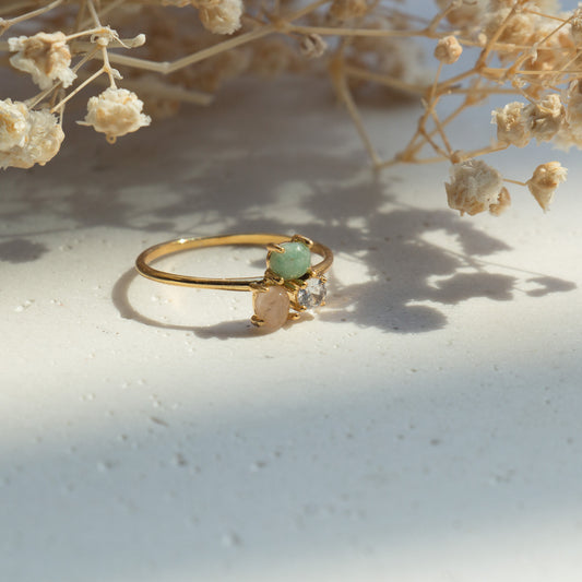 Green Aventurine Rose Quartz Ring