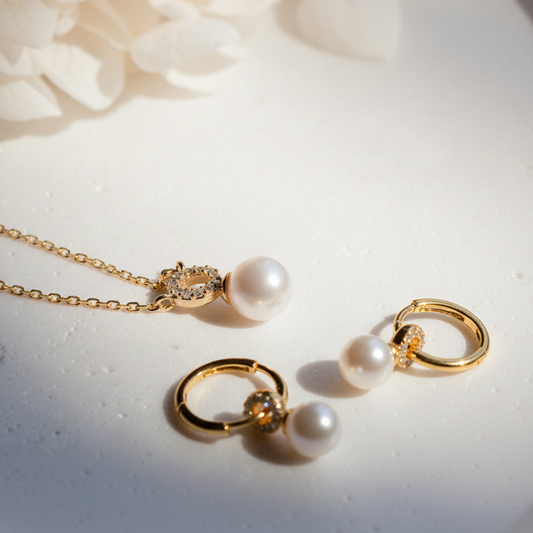 Crystal Pearl Classic Jewelry Set