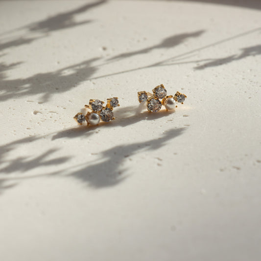 Crystal Pearl CZ Studs