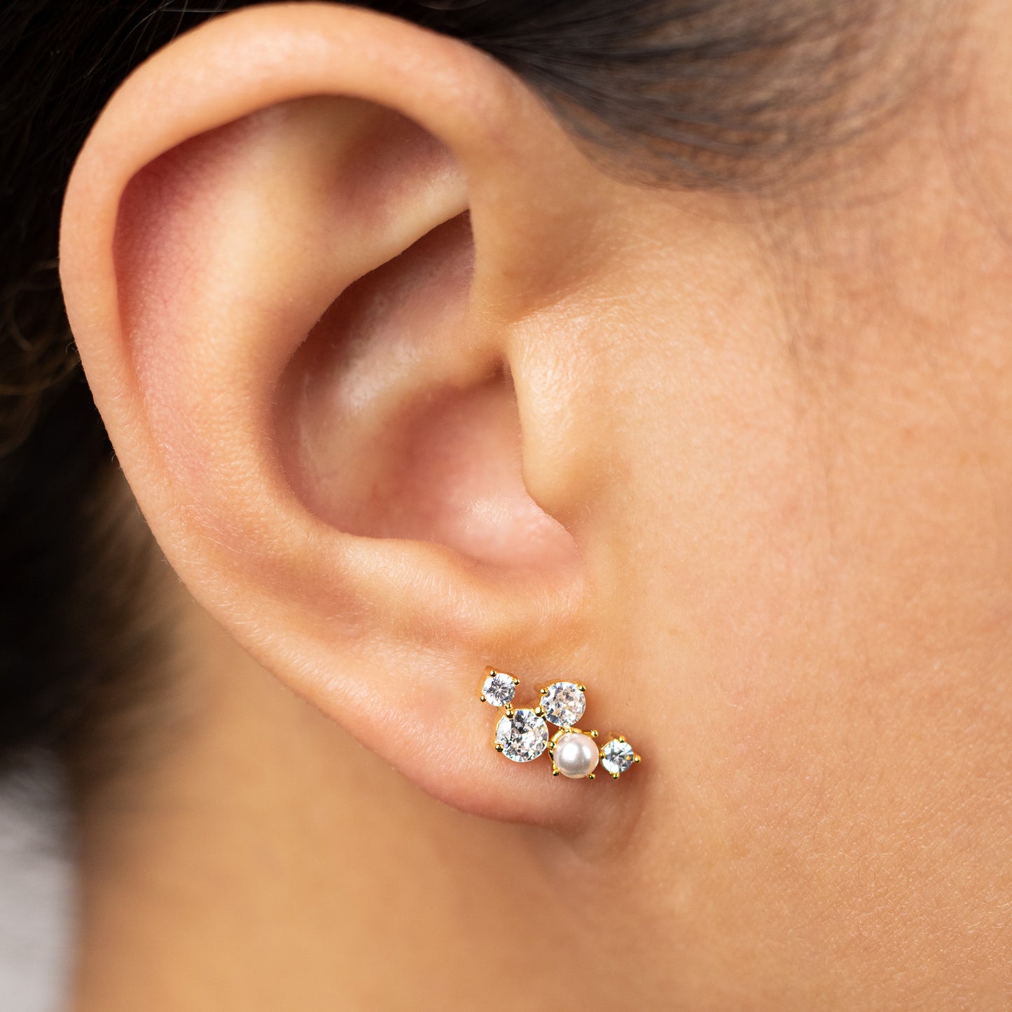 Crystal Pearl CZ Studs