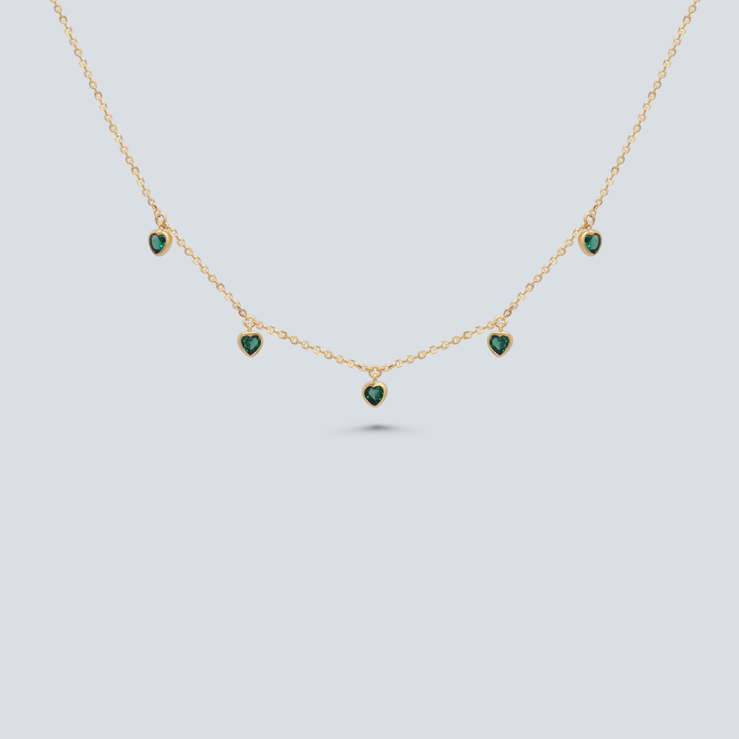 Green CZ Heart Necklace