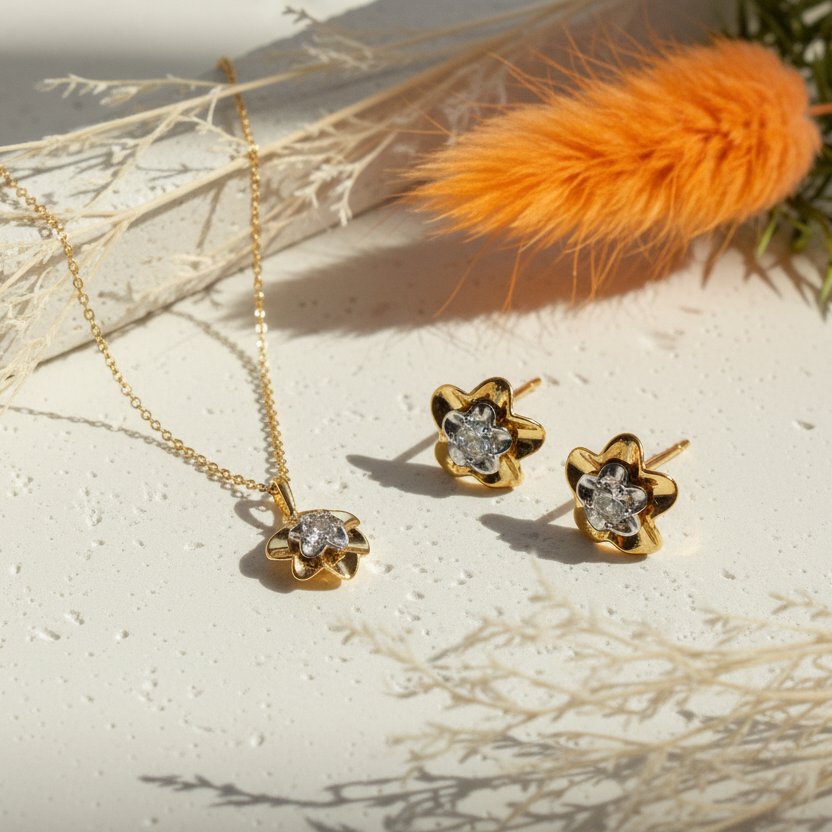 Daffodil Flower Jewelry Set