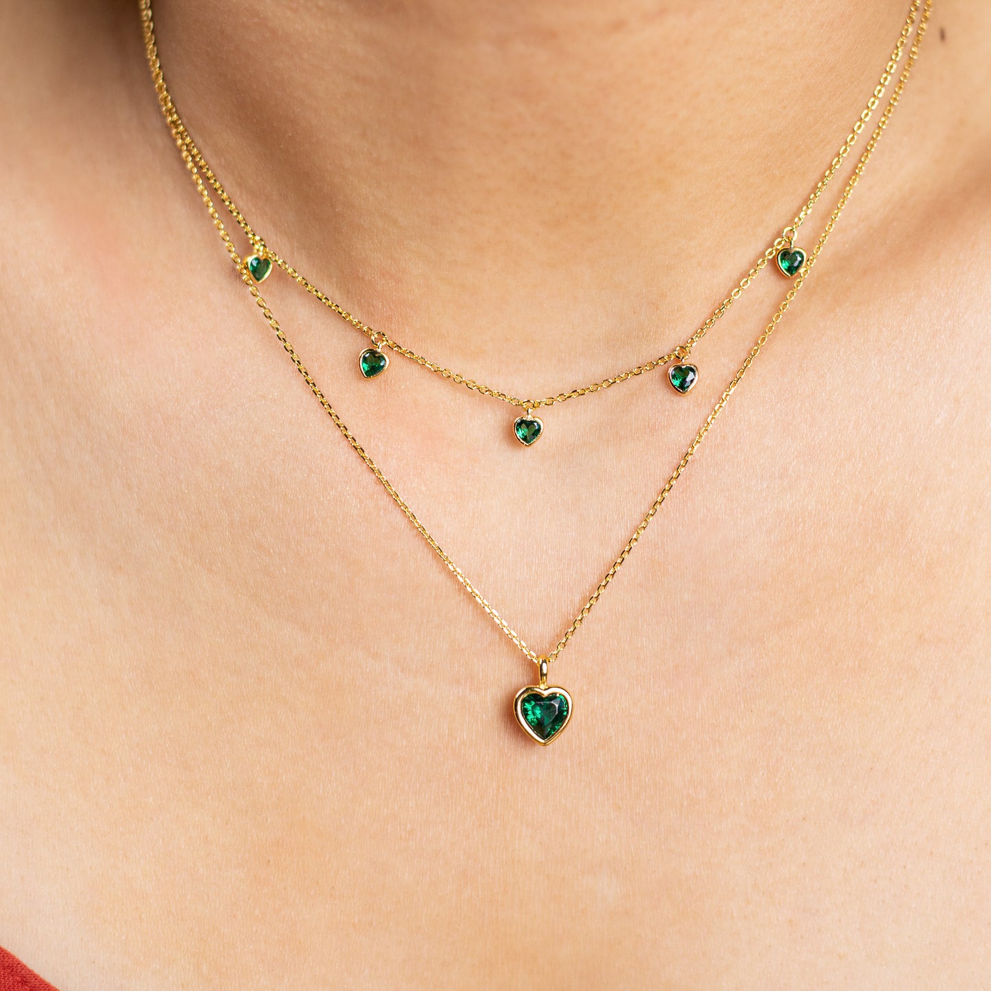 Green CZ Heart Necklace