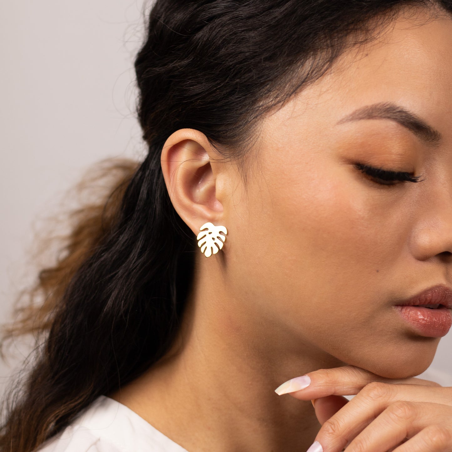 Monstera Stud Earrings