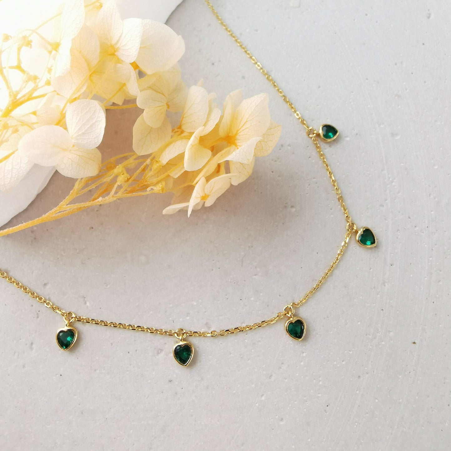 Green CZ Heart Necklace